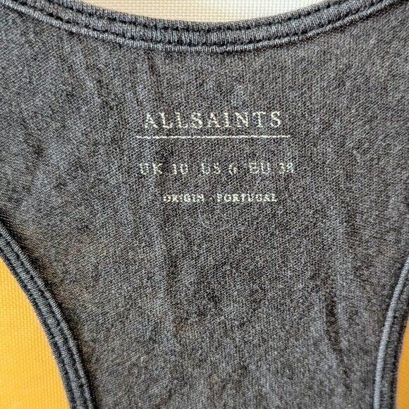 Allsaints Vintage Swoop Edge Vest Tank Gray Black Raven Graphic Grunge Witchy 6 - Picture 3 of 7